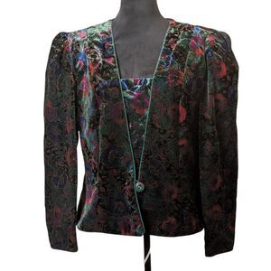 Vintage Patra Velvet Floral Jacket Size 18 Whimsigoth Statement Blazer